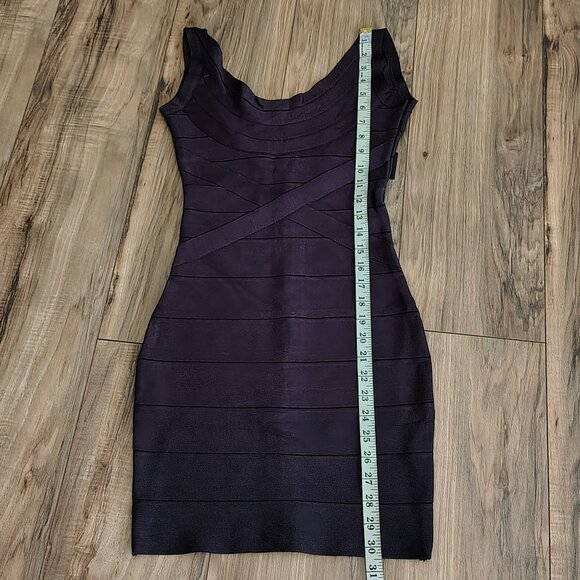 Rachael G. Stretch Purple Strappy Round Neck Dress with Backless - Picture 7 of 10